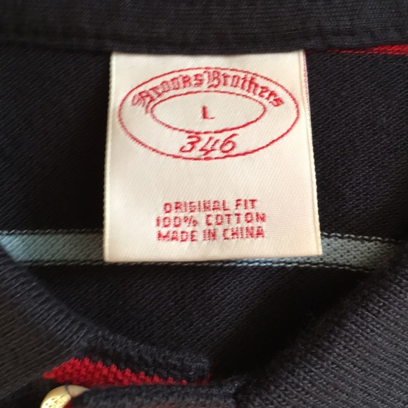 BROOKS BROTHERS NAVY W/RED & BABY BLUE STRIPE POLO - Picture 4 of 4